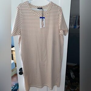 Pink and white stripped buffalo dress size large